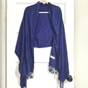 Jerusalem 100% Cashmere Scarf Royal Blue Pashmina Shawl Fringe Wrap Mens Womens